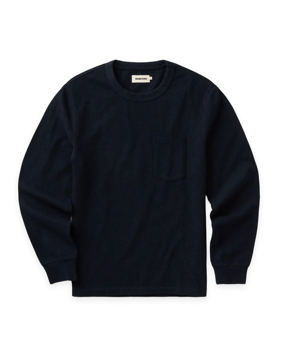 Taylor Stitch The Long Sleeve Shop Tee in Navy Twist