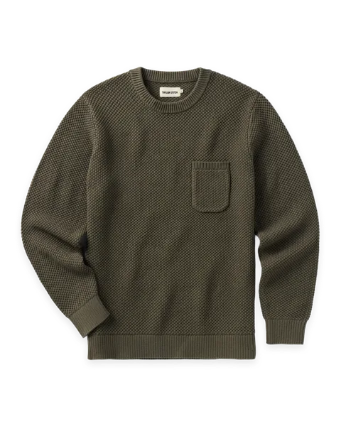 Taylor Stitch The Crawford Crew Sweater in Fatigue Olive