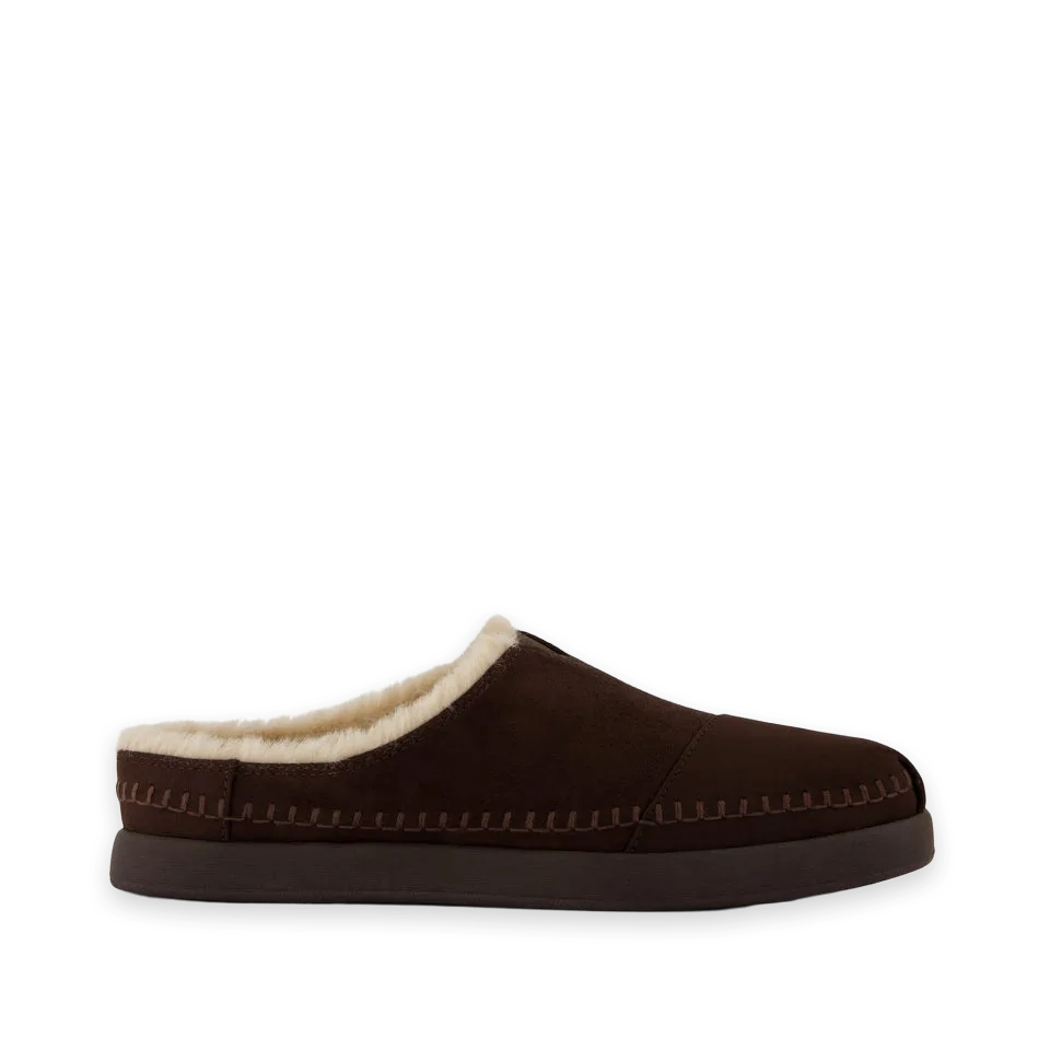 TOMS Womens Alpargata Ease Mule Chocolate Brown Microsuede w/ Faux Fur