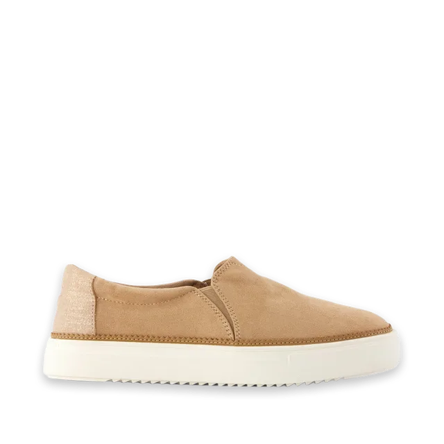 TOMS Womens Emily Slip On Sneaker Taupe Premium Microfiber Suede