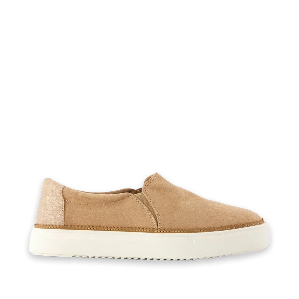 TOMS Womens Emily Slip On Sneaker Taupe Premium Microfiber Suede