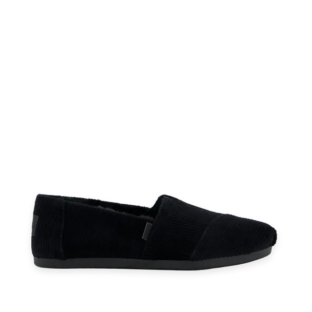 TOMS Womens Alpargata Classic Black Velvet Faux Fur