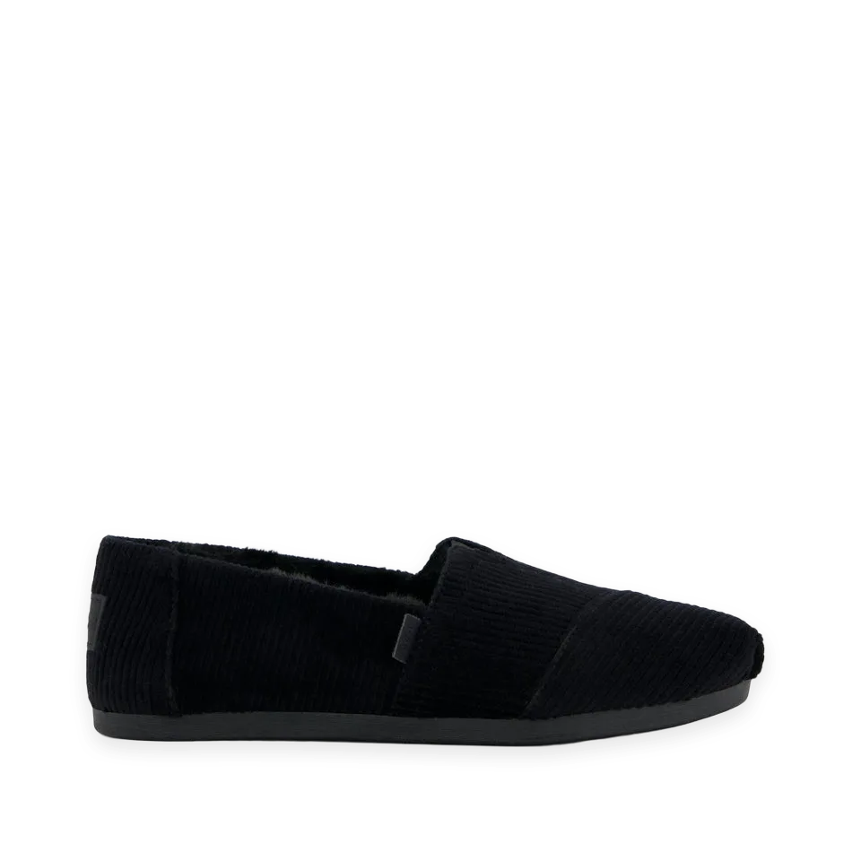 TOMS Womens Alpargata Classic Black Velvet Faux Fur