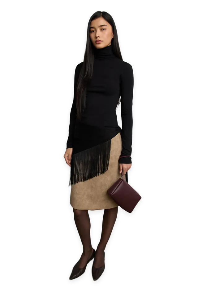 Oak + Fort COTTON MODAL SLIM FIT TURTLENECK TOP
