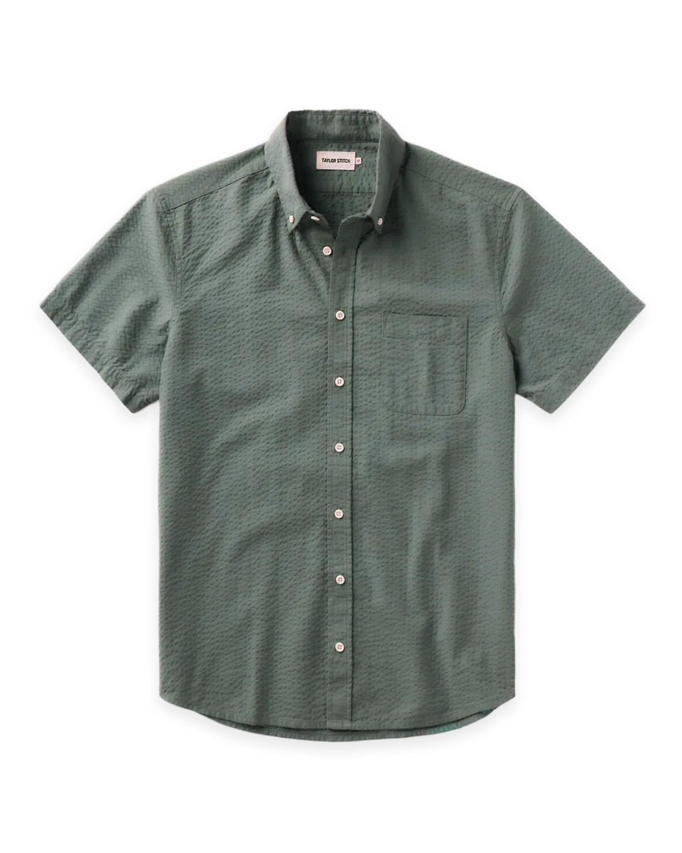 Taylor Stitch The Short Sleeve Jack in Deep Sea Seersucker