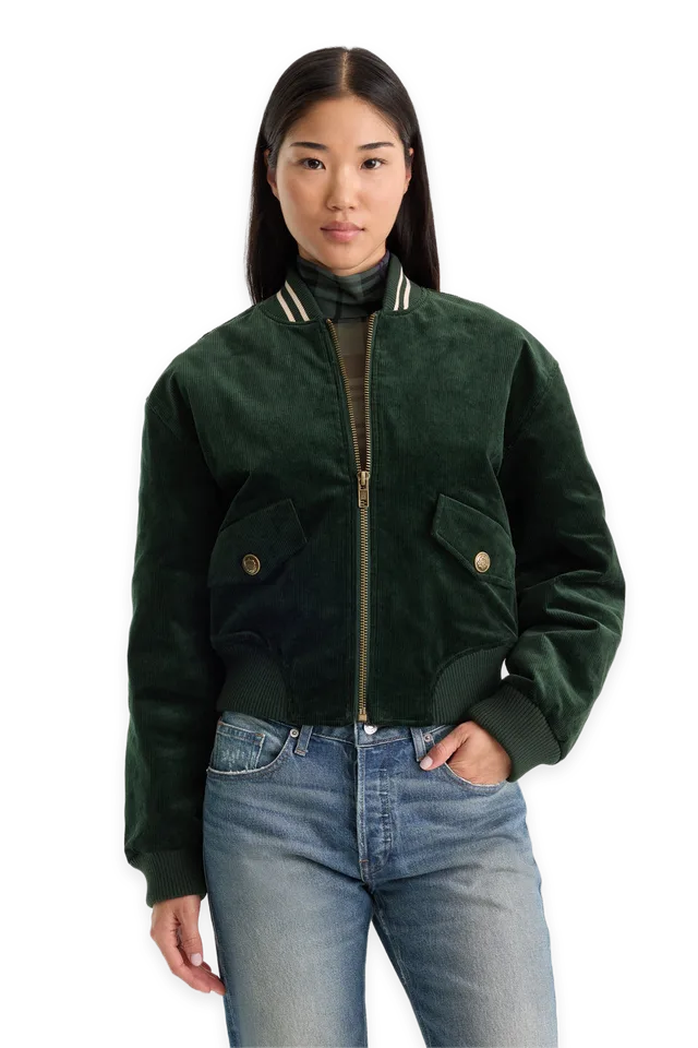 Good American THE CORD VARSITY JACKET