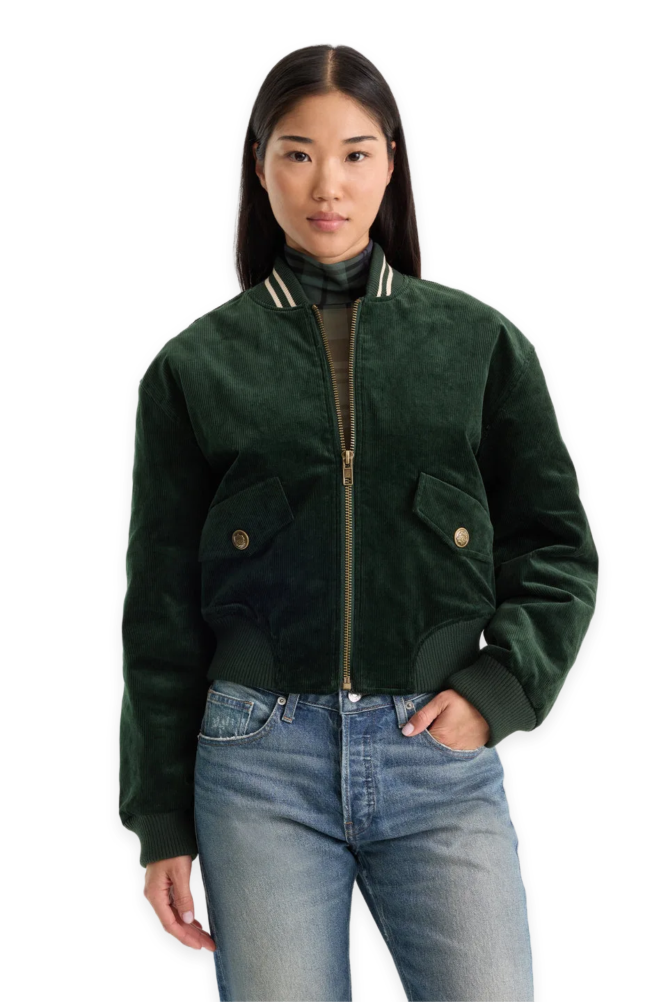 Good American THE CORD VARSITY JACKET