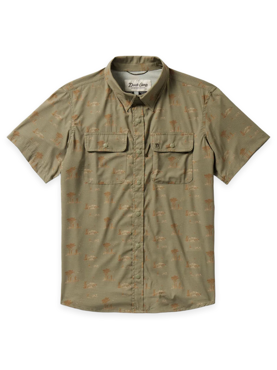 Duck Camp Men's Cast & Blast Perforated Shirt · Short Sleeve · Opening Day Sagebrush