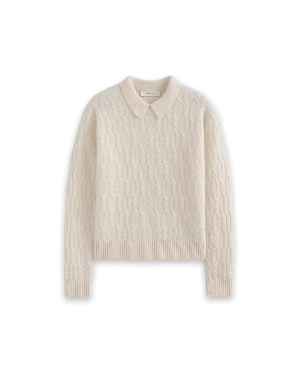 Everlane Cable-Knit Polo in Luxe Merino