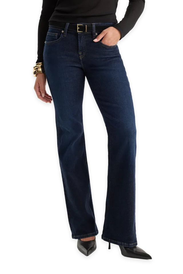 Good American SOFT TECH GOOD PETITE LOW RISE BOOTCUT JEANS