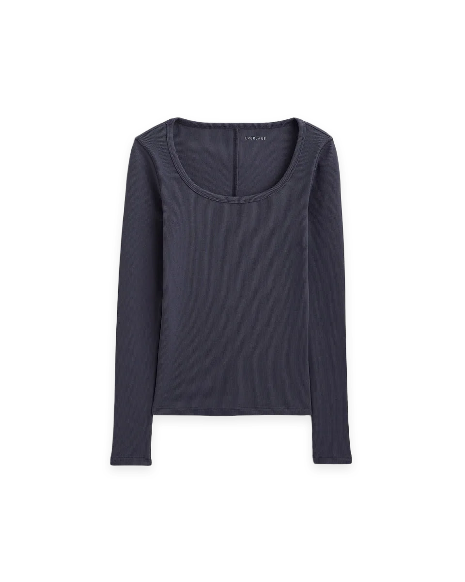 Everlane Effortless Rib Classic Long Sleeve · Graystone