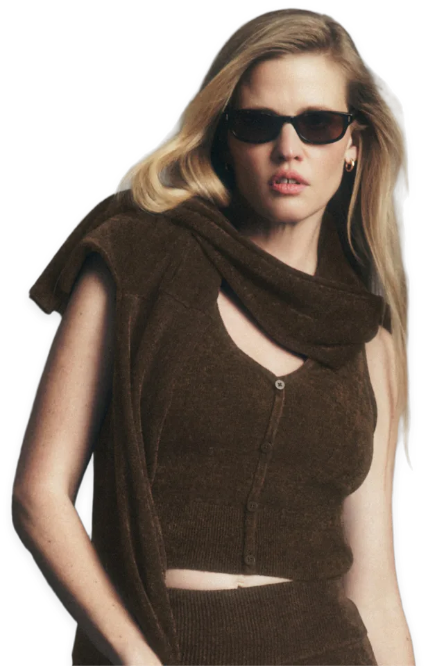 Alo Micro Chenille Button Down Tank