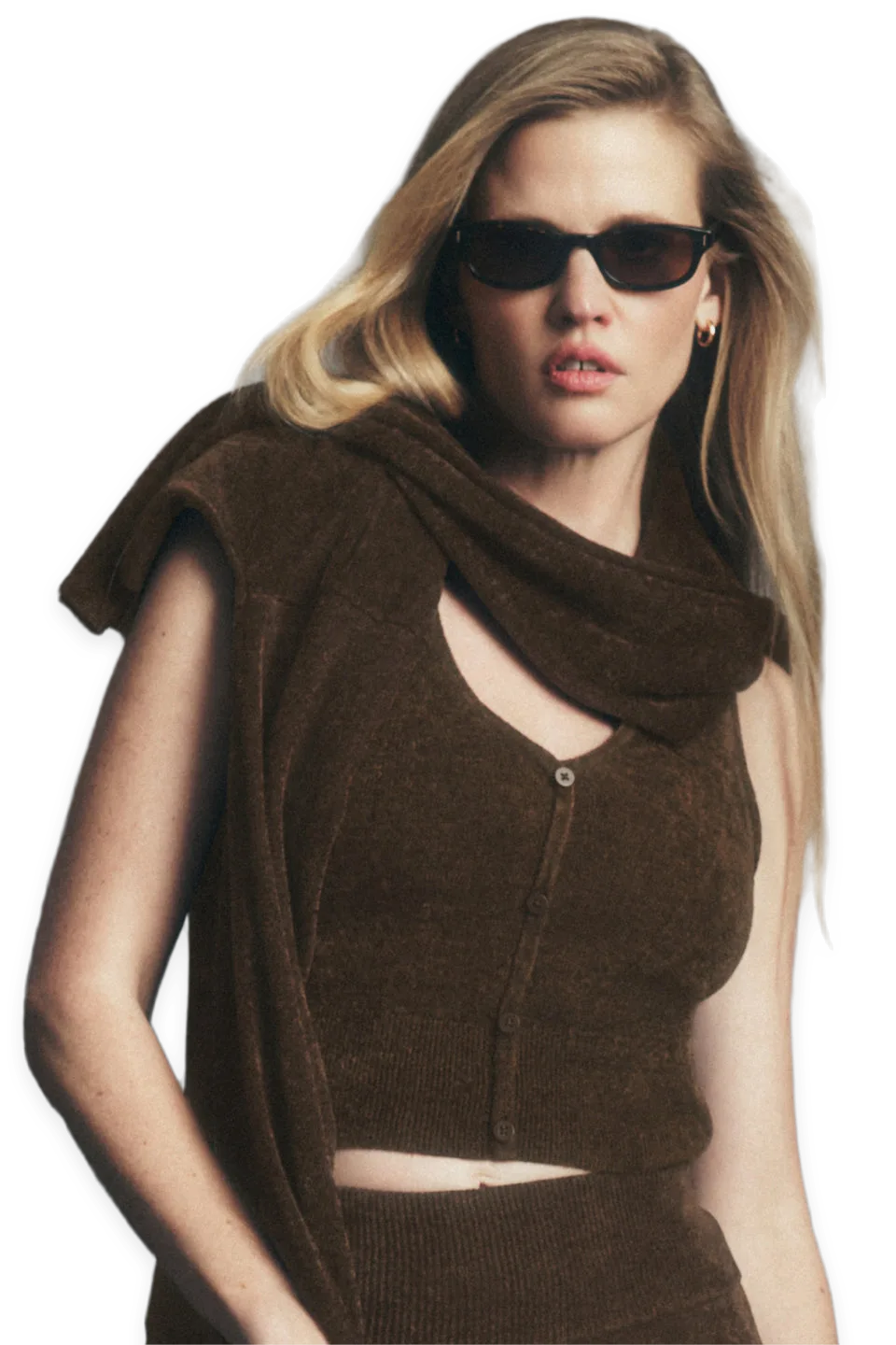 Alo Micro Chenille Button Down Tank
