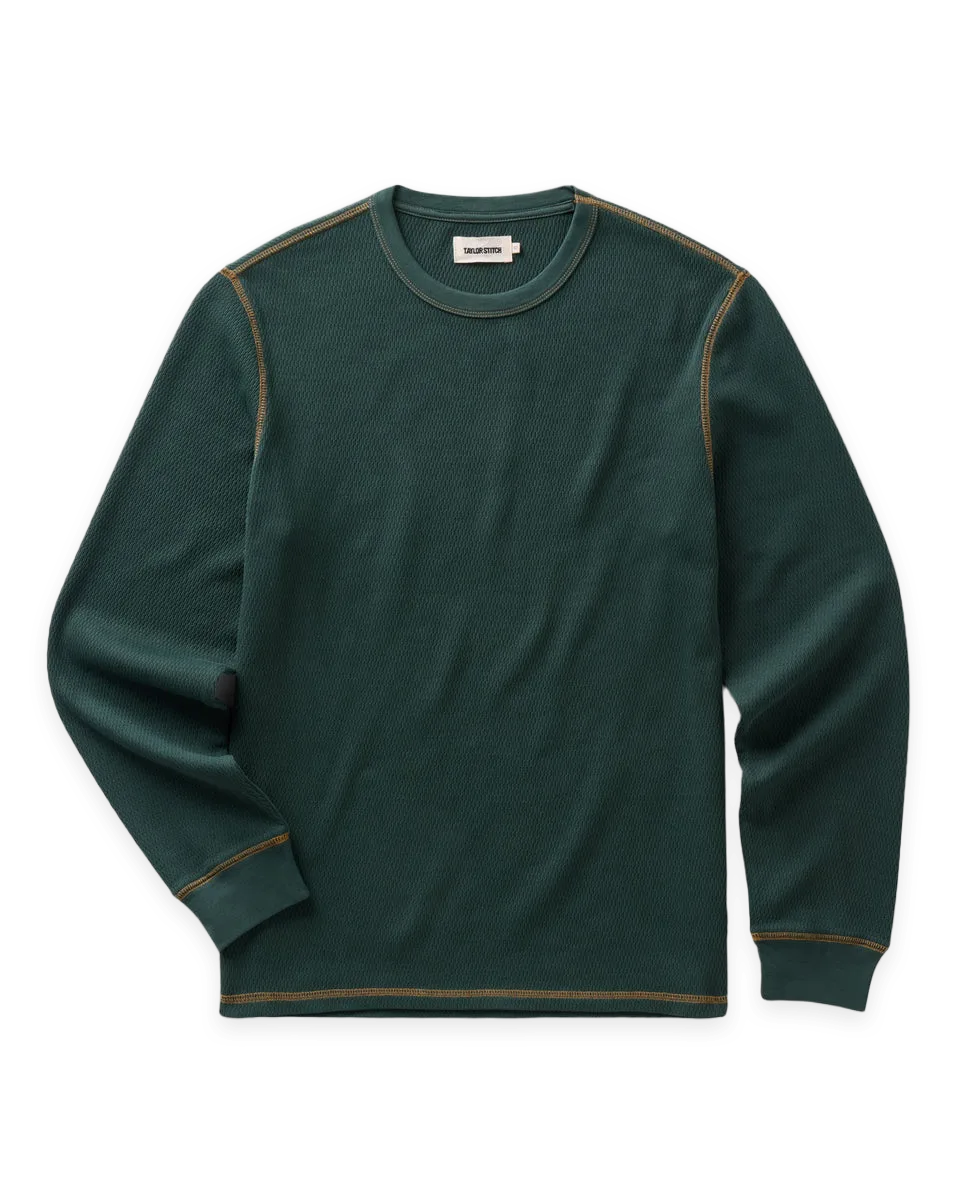 Taylor Stitch The Organic Cotton Crew in Dark Forest Waffle