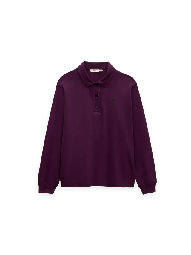 Pangaia Womens Interlock Polo Sweatshirt—Nocturne Plum