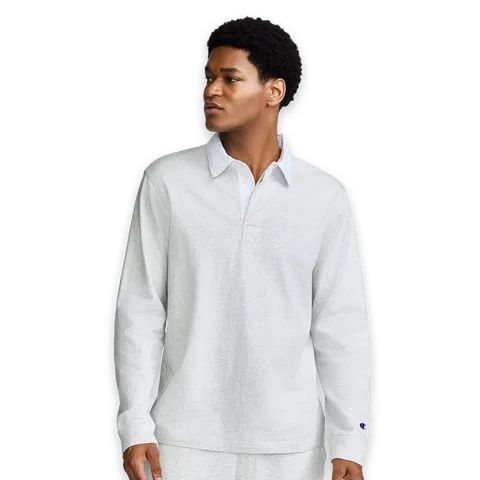 Champion Long Sleeve Rugby Shirt with Twill Collar, Embroided C Logo