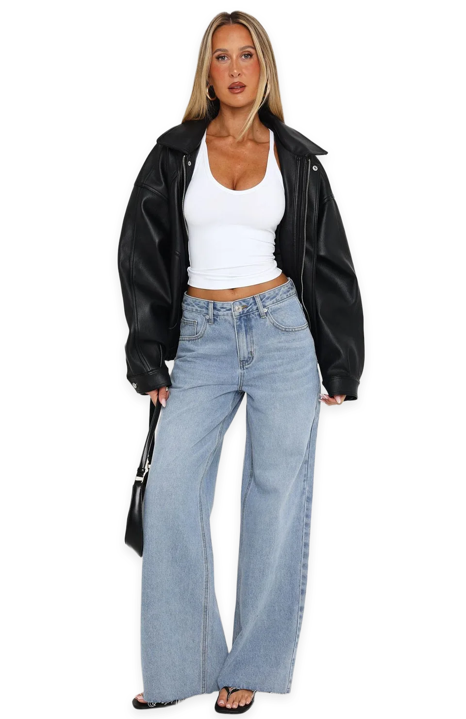 White Fox Feminine Instinct Mid Rise Wide Leg Jeans Washed Mid Blue, photo 3