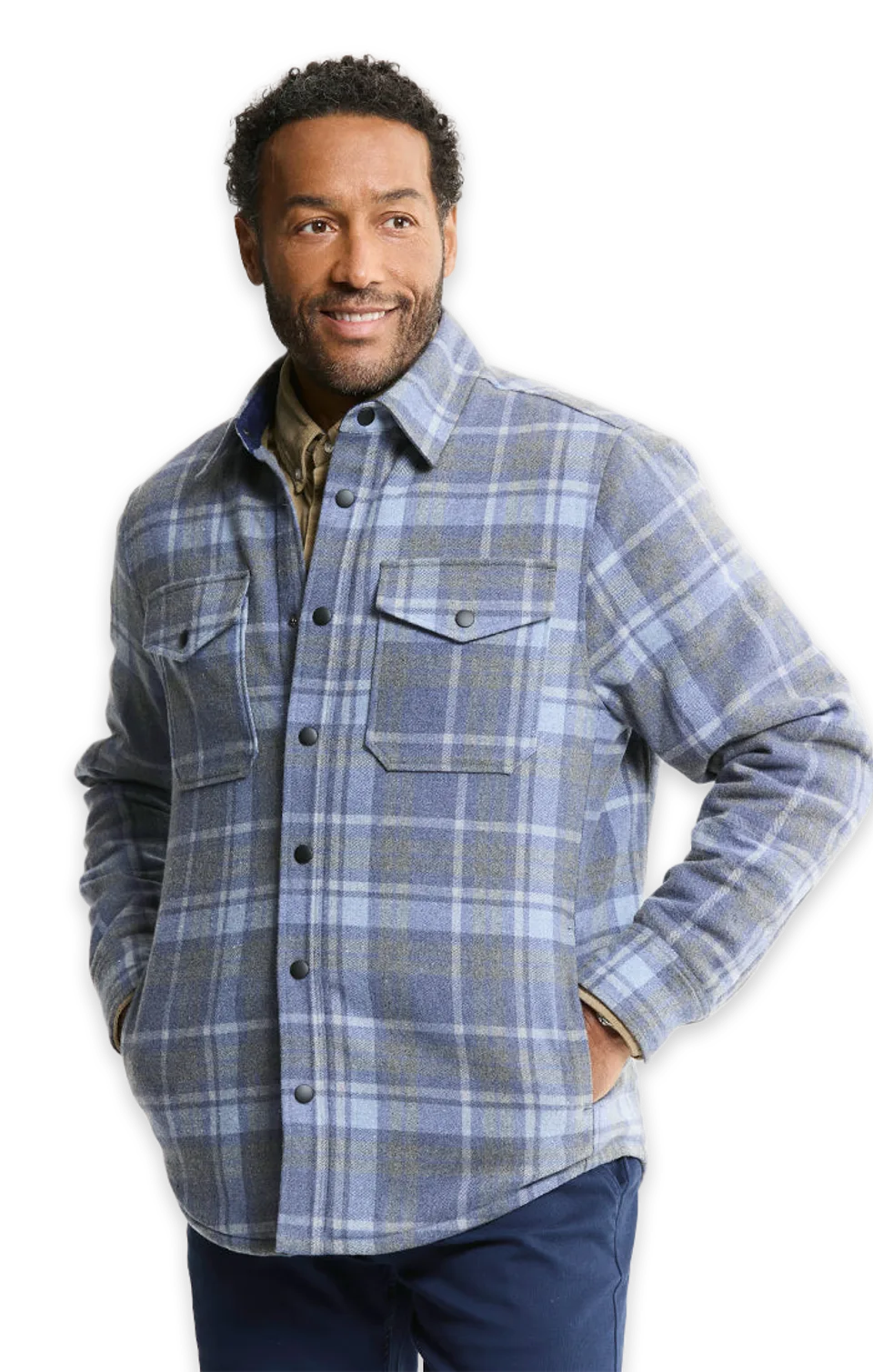 Jachs NY Quilted Lined Lyocell Flannel Shirt Jacket