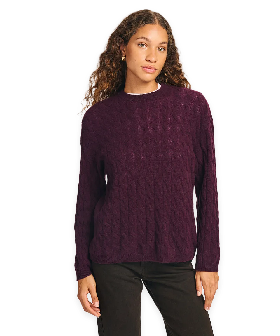 Naadam Lightweight Cashmere Cable Oversized Crewneck Sweater