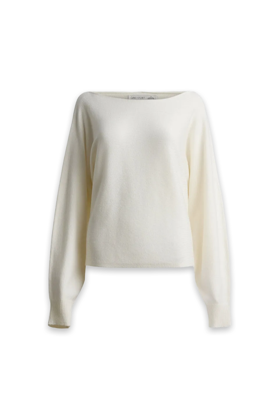 Oak + Fort WOOL-BLEND RIBBED WIDE NECKLINE SWEATER