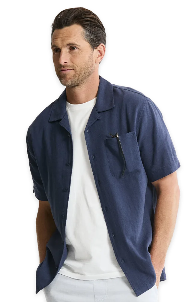 Jachs NY Linen Blend Short Sleeve Camp Shirt