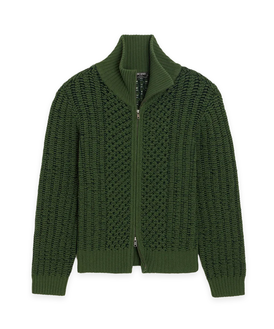 Todd Snyder Lattice Mockneck Sweater Jacket