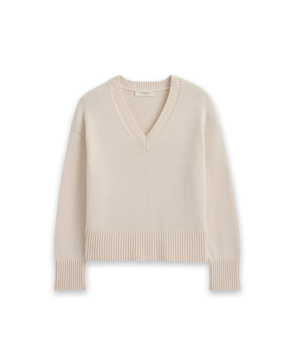 Everlane Boxy V-Neck Sweater in Everyday Cotton · Canvas