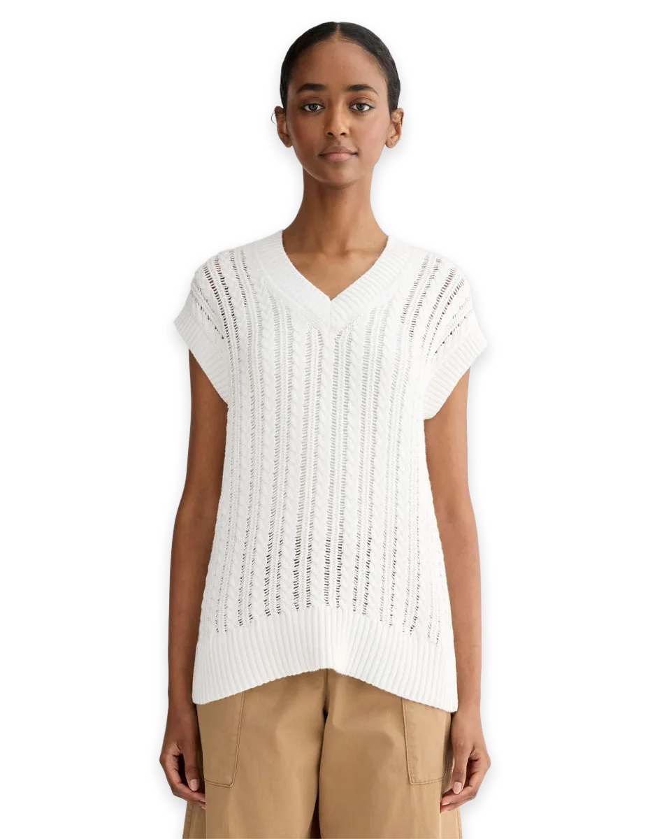 Everlane The Mesh Cable Vest in Everyday Cotton