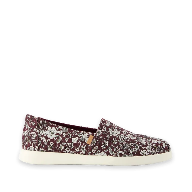 TOMS Womens Alpargata Plus Burgundy Floral Print