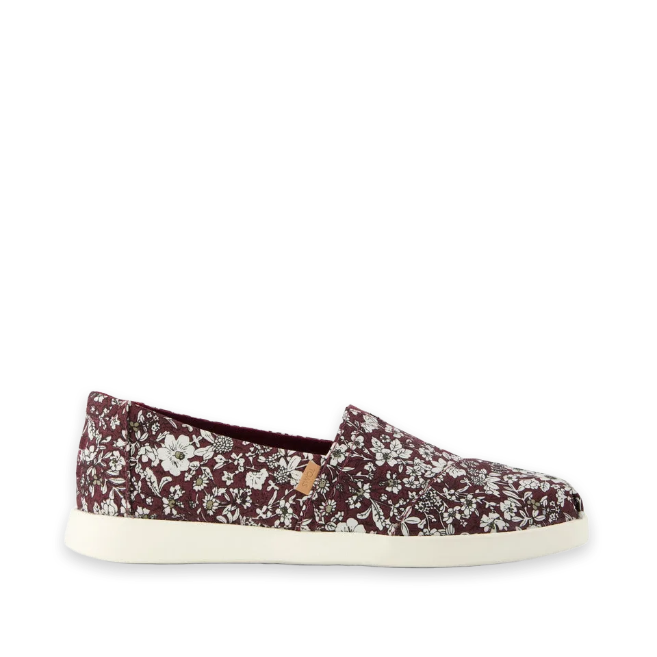 TOMS Womens Alpargata Plus Burgundy Floral Print