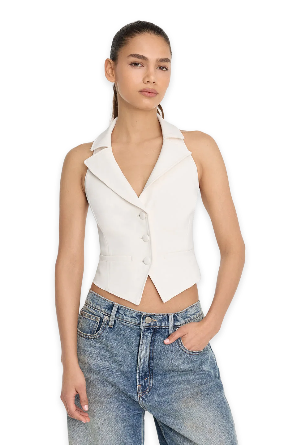 Good American LUXE SUITING HALTER VEST · SOFT SHELL