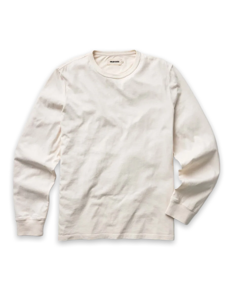 Taylor Stitch The Organic Cotton Long Sleeve Tee in Vintage White