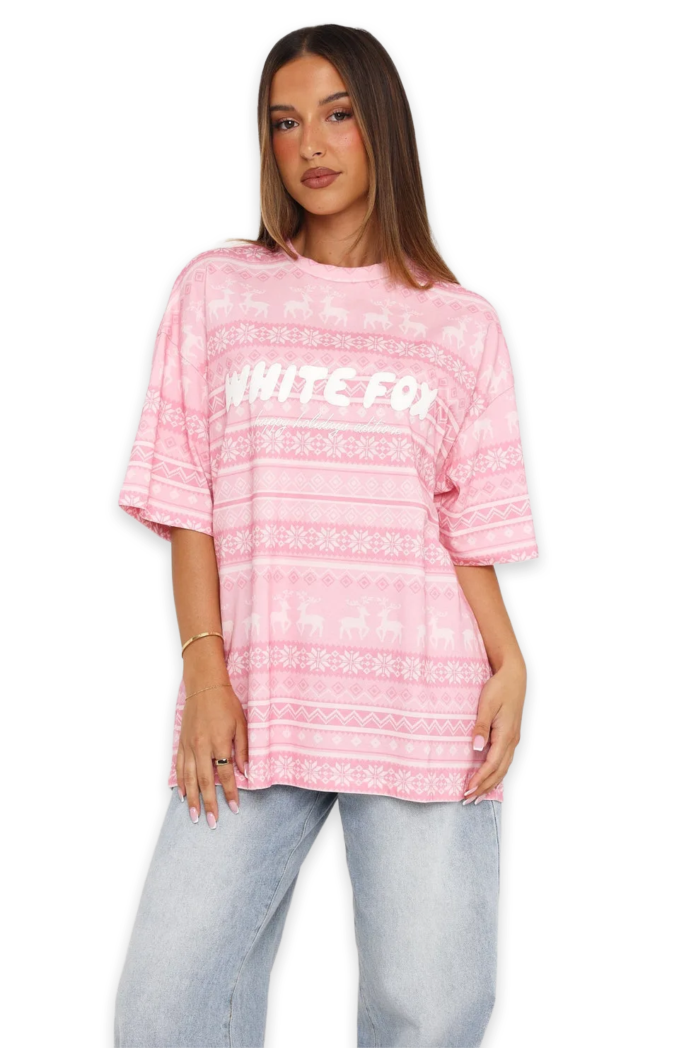 White Fox Warm & Cosy Oversized Tee Pink, photo 3