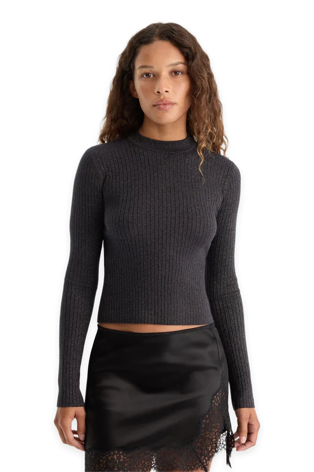 Good American THE RIB LUREX SWEATER