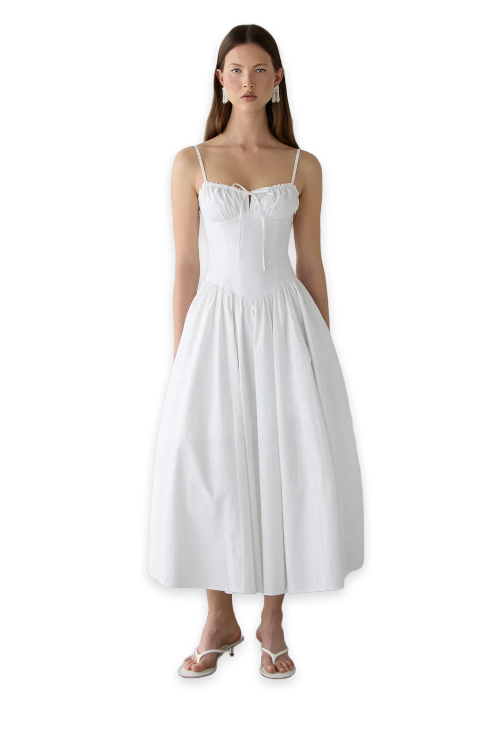 Oak + Fort COTTON POPLIN CORSET MIDI DRESS