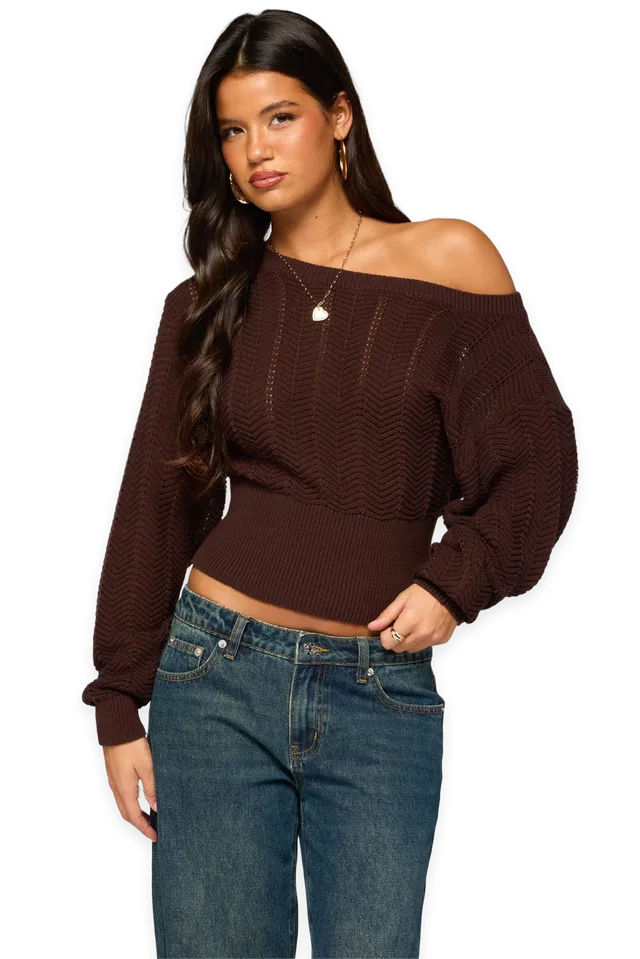 Edikted Grasey Off Shoulder Knit Sweater