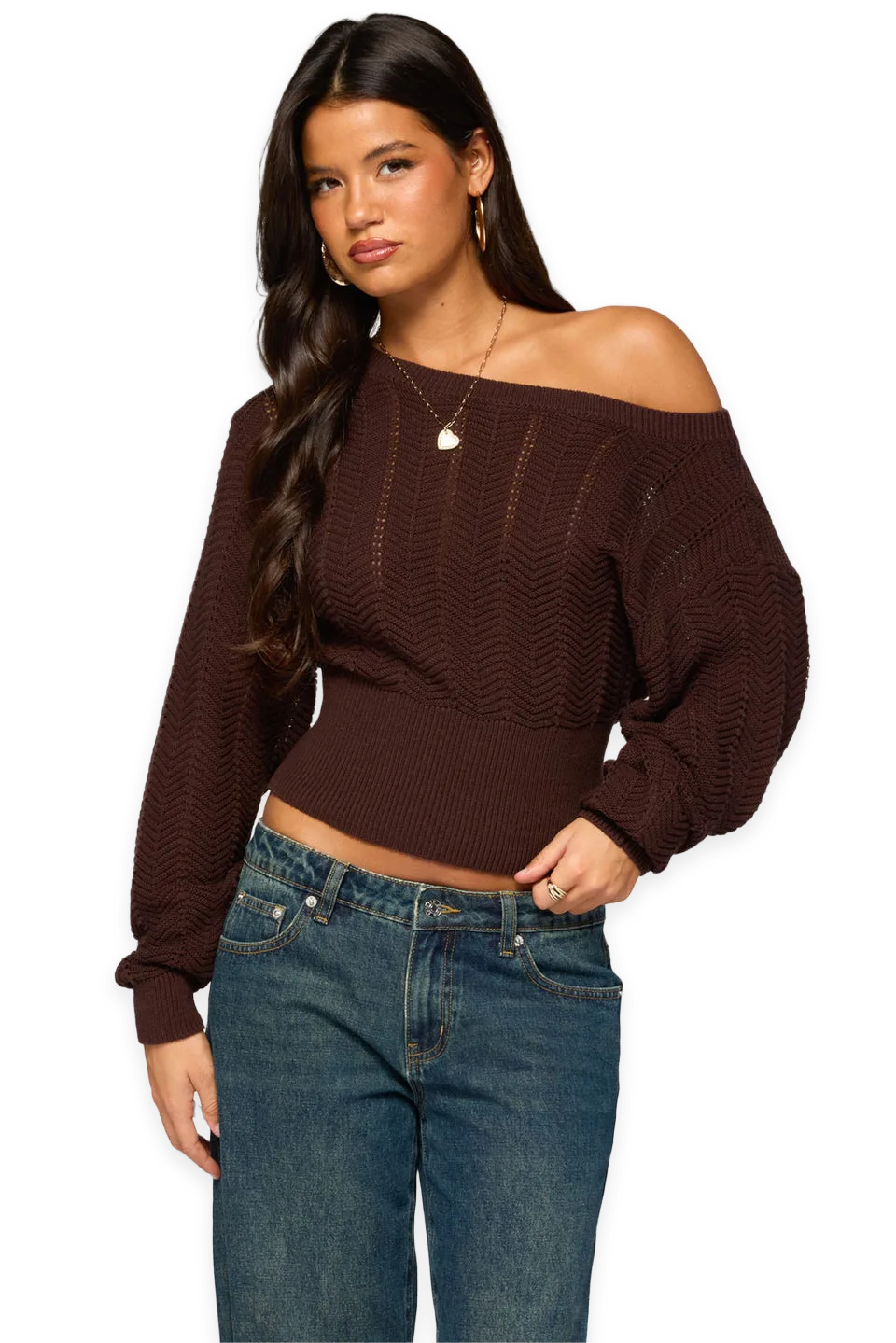Edikted Grasey Off Shoulder Knit Sweater