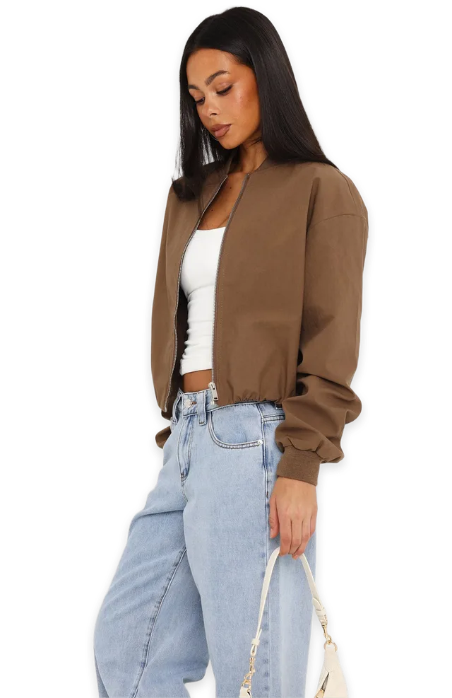 White Fox Thora Bomber Jacket Mocha