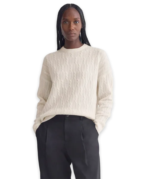 Everlane Relaxed Cable-Knit Crew in Luxe Merino