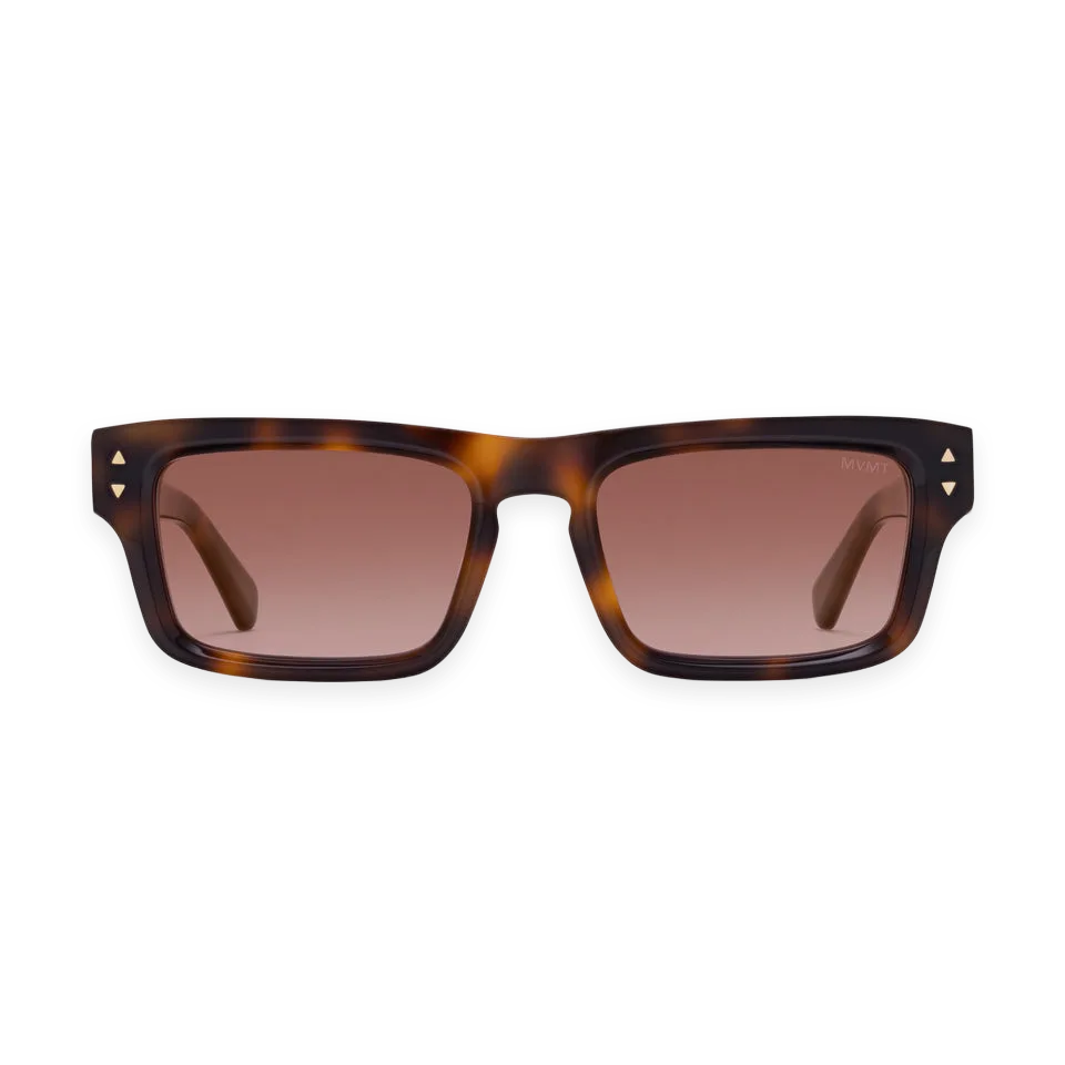 MVMT Del Mar Rectangle Sunglasses Tortoise Frame Violet Flare Gold Lenses