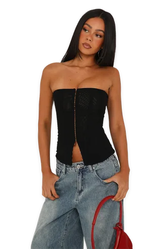 White Fox Feels Different Now Strapless Bustier Black