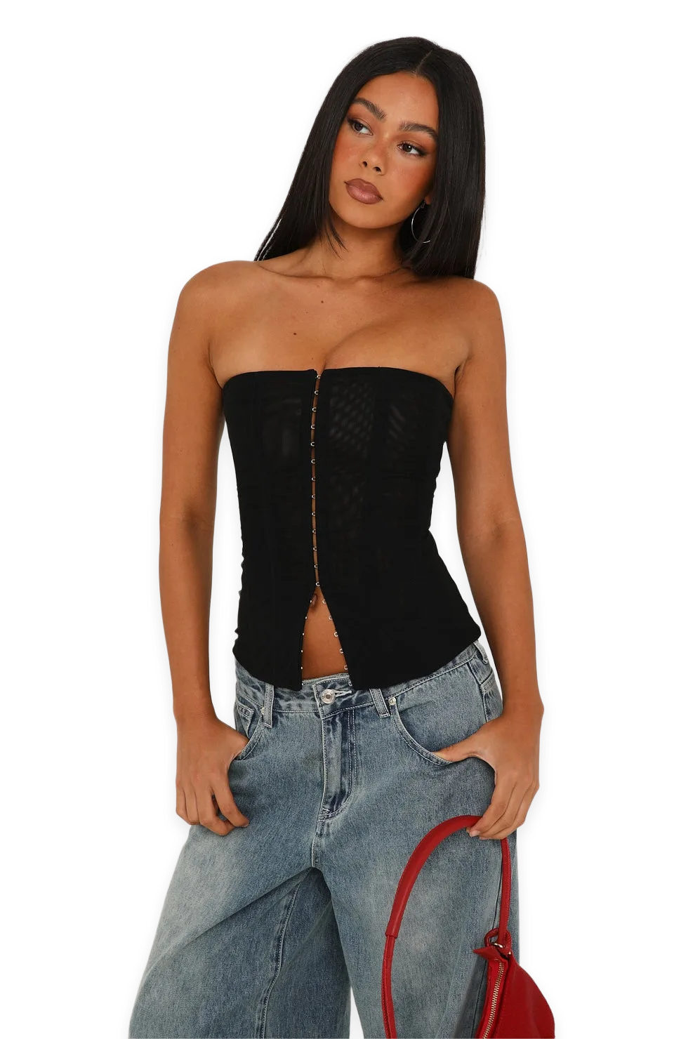 White Fox Feels Different Now Strapless Bustier Black, photo 2