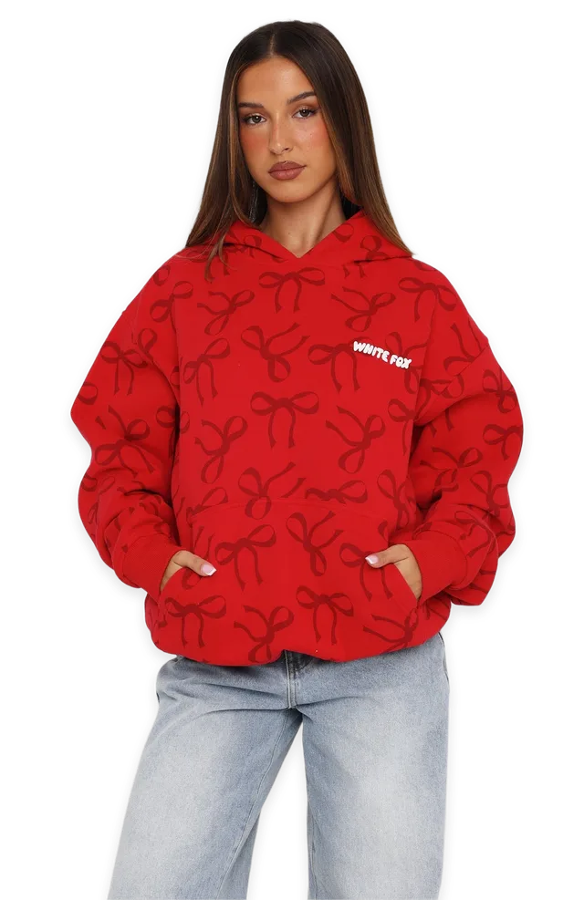 White Fox Wrapped With Love Oversized Hoodie Red Bow