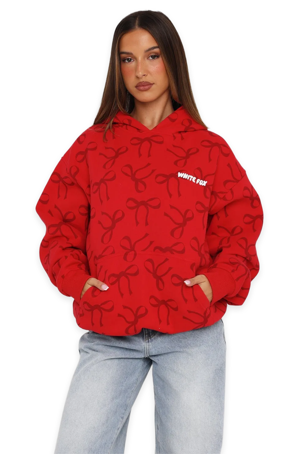 White Fox Wrapped With Love Oversized Hoodie Red Bow, photo 4