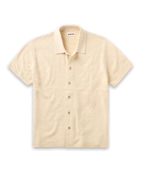 Taylor Stitch The Arlo Sweater Polo in Oat Texture Knit