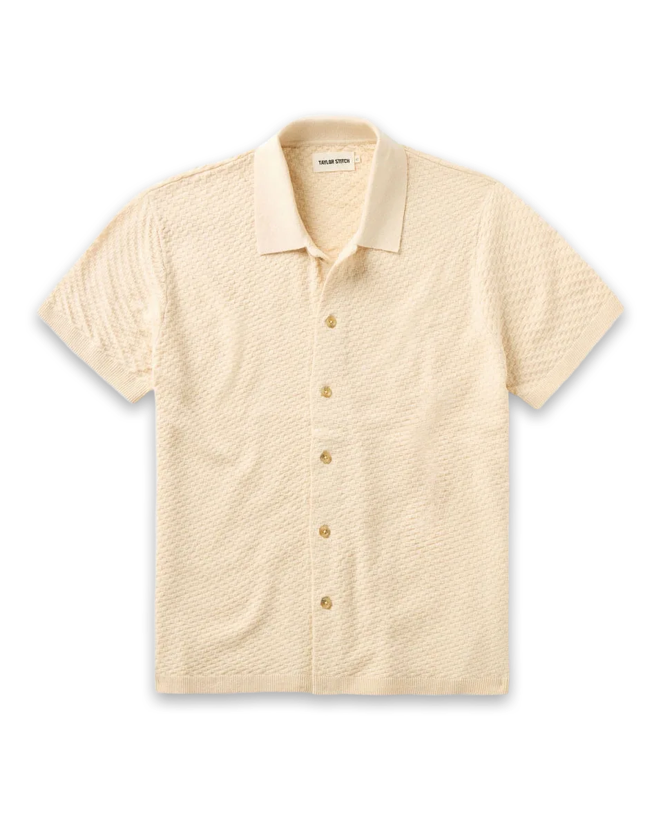 Taylor Stitch The Arlo Sweater Polo in Oat Texture Knit