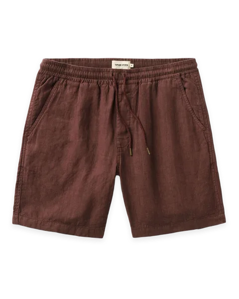 Taylor Stitch The Apres Short in Burgundy Hemp