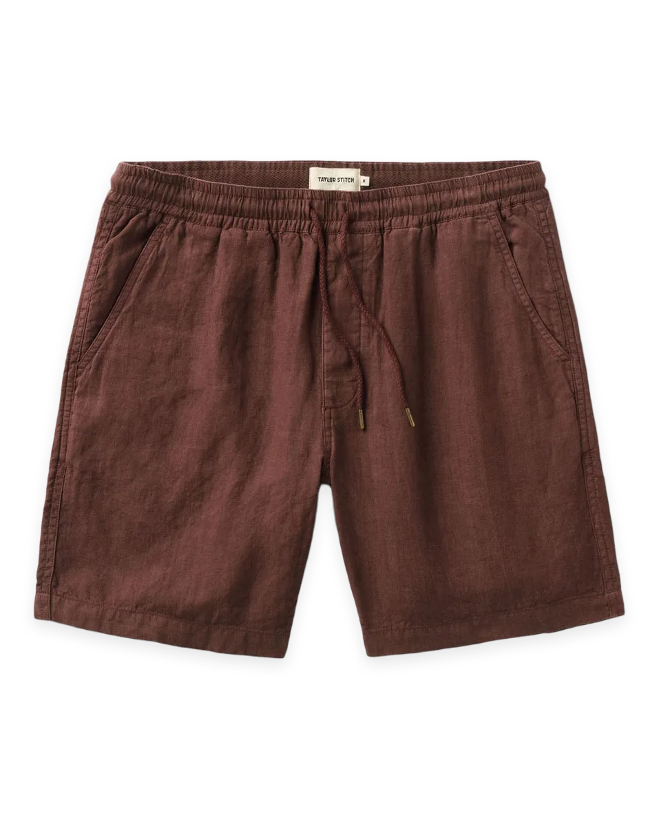 Taylor Stitch The Apres Short in Burgundy Hemp