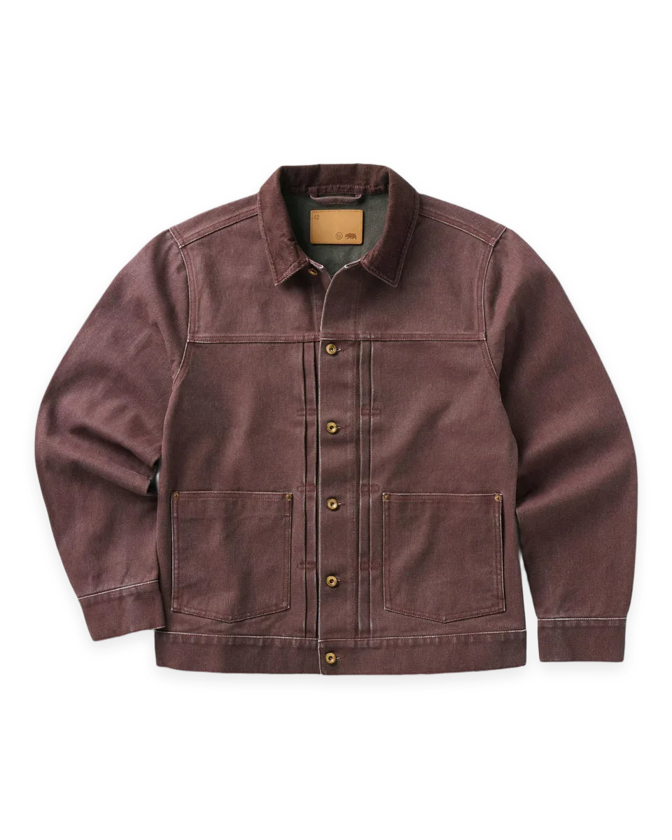 Taylor Stitch The Ryder Jacket in Burgundy Chipped Canvas