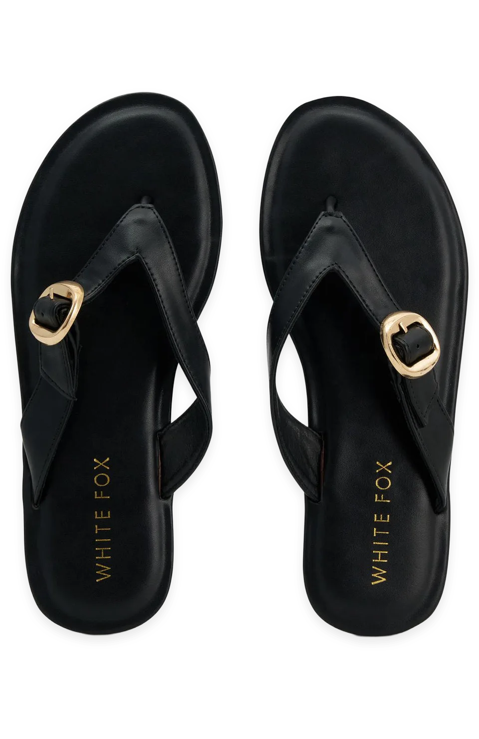 White Fox Tarrant Thong Sandals Black PU, photo 3